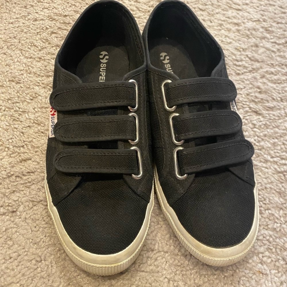Superga Women’s Black Triple Strap Sneakers